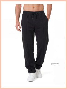 Mens Fleece Lined Sweatpants Zipper Pockets Winter Jogger